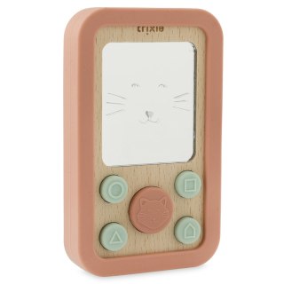 Drewniany silikonowy telefon dla niemowląt - Kot Trixie Baby