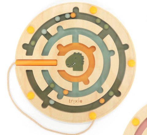 Drewniany okrągły labirynt magnetyczny - Dinozaur Trixie Baby