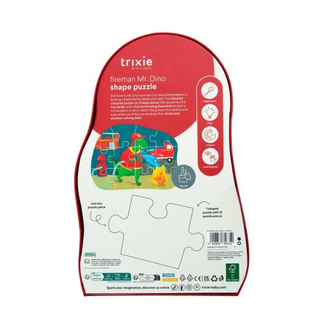 Puzzle Kształtów - Strażak Dinozaur, 3 lata+ Trixie Baby