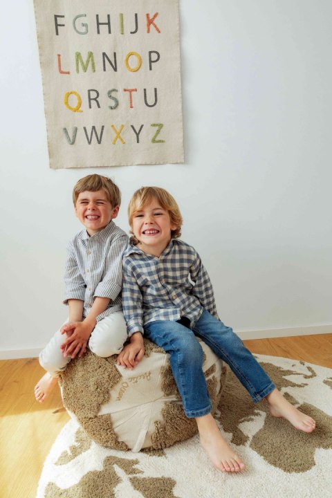 Dywan Bawełniany RugCycled Mapa Świata, Ø 120 cm, Lorena Canals