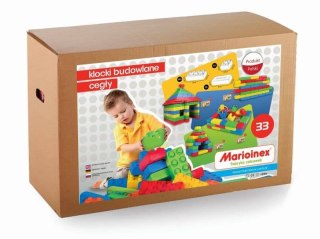 Klocki edukacyjne Marioinex Budowlane Cegły 33 elementów dla 4-latka wspierające motorykę