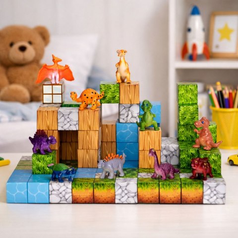 Klocki Magnetyczne Konstrukcyjne Kostki Kwadratowy Świat 3D 114 el.