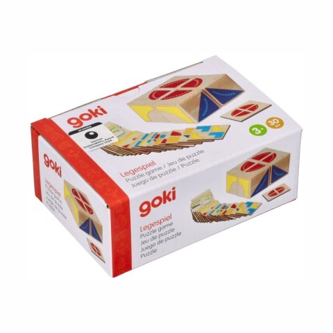 Goki układanka Kubus - drewniane klocki logiczne z wzorami dla dzieci 3+