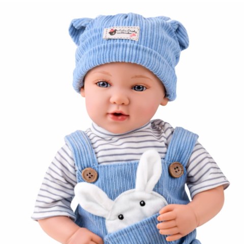 Lalka Bobas W Niebieskim Ubranku Króliczek Akcesoria Dźwięki 39 cm