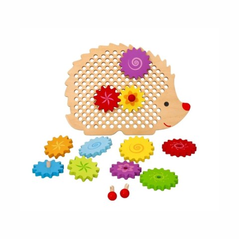 Lelin Układanka Jeżyk z kłami zębatymi - drewniana zabawka 3+