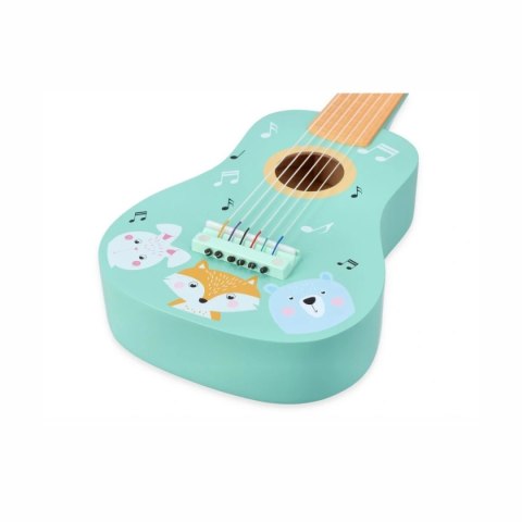 AdamToys - drewniana gitara - zwierzęta - 6 strun nylonowych 3+