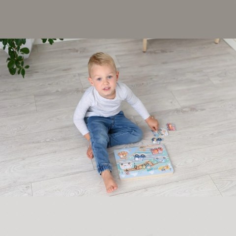 AdamToys drewniana układanka muzyczna 1+ puzzle dźwiękowe - Pojazdy