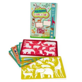 Buddy & Barney kreatywne szablony - dzikie zwierzęta - zestaw z kredkami 4+