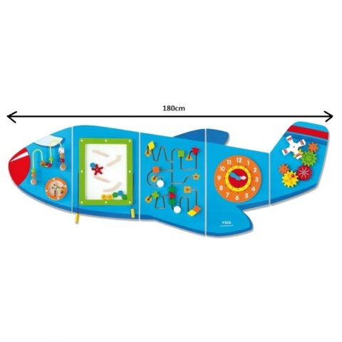 Duży panel ścienny - samolot - sensoryczna układanka 5w1 dla dzieci 1+