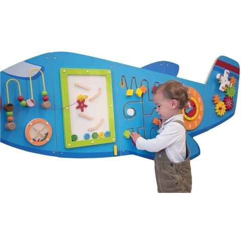 Duży panel ścienny - samolot - sensoryczna układanka 5w1 dla dzieci 1+