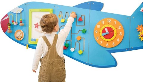 Duży panel ścienny - samolot - sensoryczna układanka 5w1 dla dzieci 1+