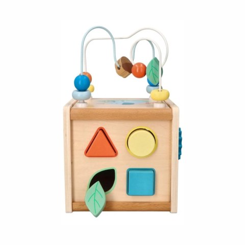 Lelin kostka aktywności z pętlą motoryczną - drewniana zabawka 1+