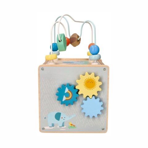 Lelin kostka aktywności z pętlą motoryczną - drewniana zabawka 1+