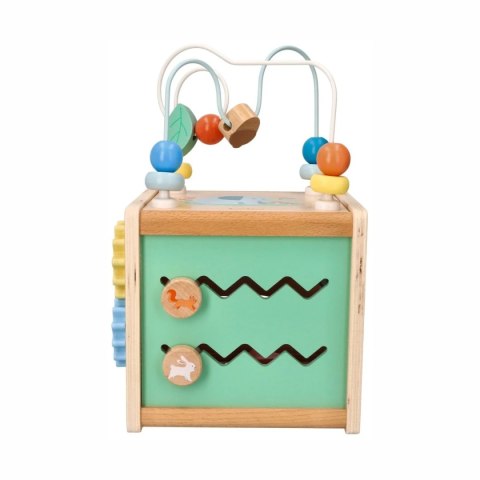 Lelin kostka aktywności z pętlą motoryczną - drewniana zabawka 1+