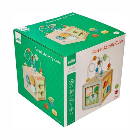 Lelin kostka aktywności z pętlą motoryczną - drewniana zabawka 1+