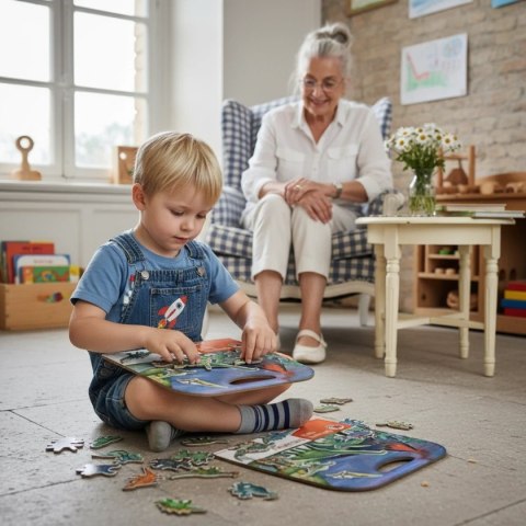 Egmont Toys Magnetyczna układanka z dinozaurami, 46 elementów, dla dzieci powyżej 3 lat