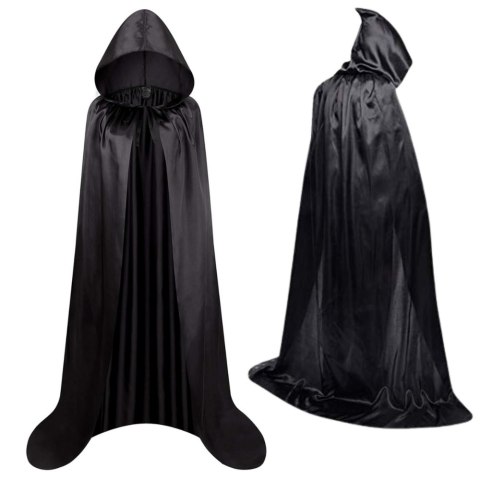 Peleryna Narzutka Z Kapturem Karnawałowa Halloweenowa Czarna 150cm