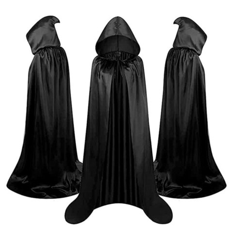 Peleryna Narzutka Z Kapturem Karnawałowa Halloweenowa Czarna 150cm