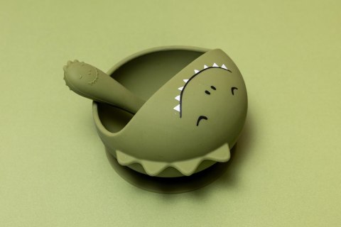 Zestaw do karmienia Miseczka z przyssawką i łyżeczką Dinozaur 4m+ Trixie Baby