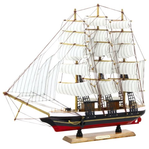 Model Kolekcjonerski Dekoracyjny Statek Żaglowiec Trójmasztowy Biały 53x45cm