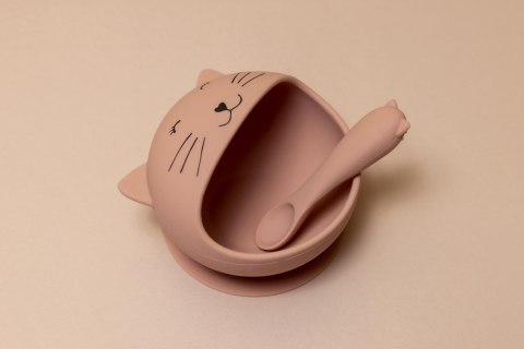 Zestaw do karmienia Miseczka z przyssawką i łyżeczką Kot 4m+ Trixie Baby