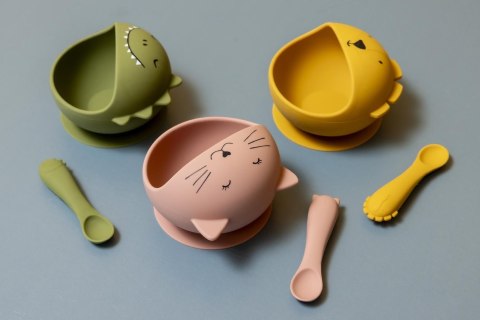 Zestaw do karmienia Miseczka z przyssawką i łyżeczką Kot 4m+ Trixie Baby