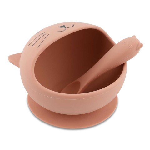 Zestaw do karmienia Miseczka z przyssawką i łyżeczką Kot 4m+ Trixie Baby