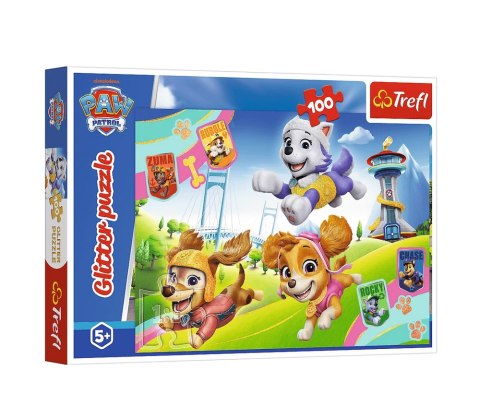 Puzzle - 100 Glitter - Psi Patrol - Błyszczące psiaki - Trefl 14835