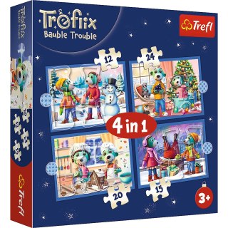 Puzzle - 4w1 (12, 15, 20, 24) - U Treflików pada śnieg - Rodzina Trefilków - Trefl 34657