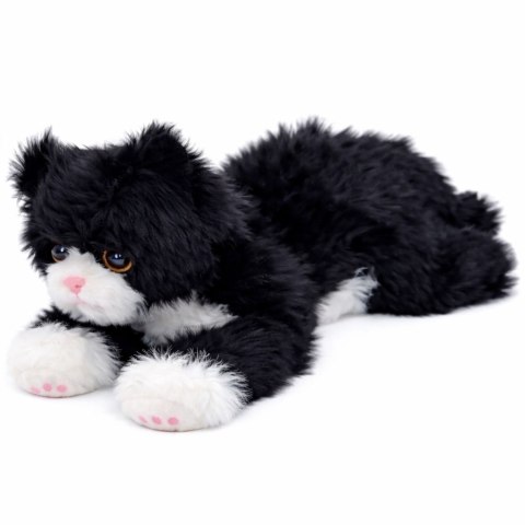 Pluszowa Maskotka Przytulanka Kotek Leżący Biało-Czarny 38 cm