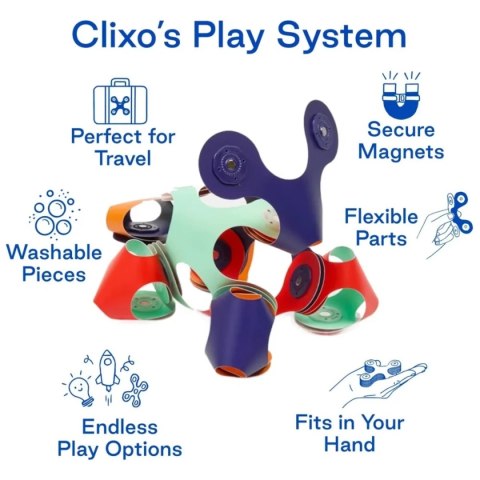 Clixo Tiny & Mighty Space 9 el. - klocki magnetyczne - 4+
