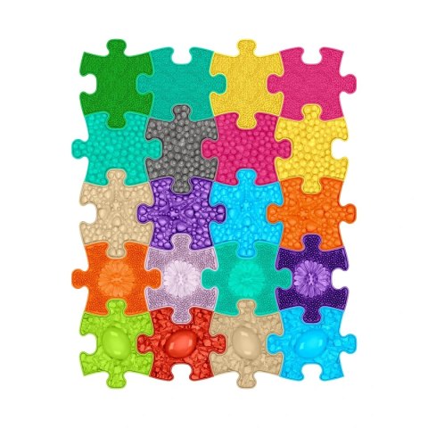Zestaw 20 mat sensorycznych Mini Puzzle kolorowych - Muffik 12 msc+