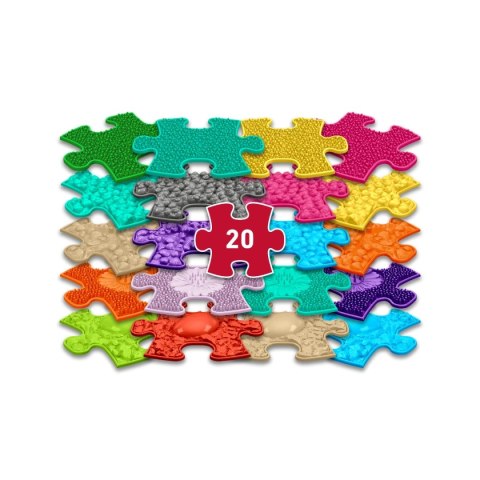 Zestaw 20 mat sensorycznych Mini Puzzle kolorowych - Muffik 12 msc+