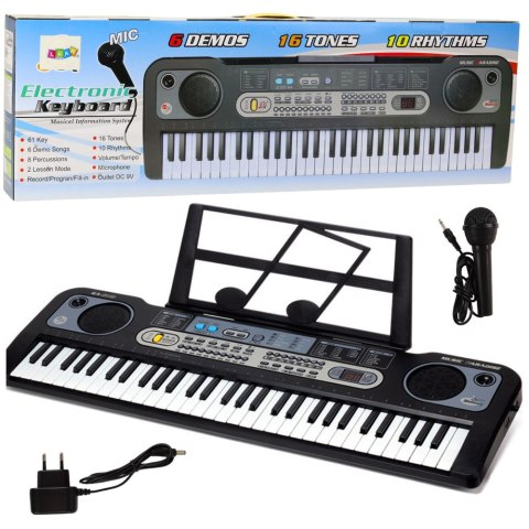 Keyboard Elektryczny Mikrofon Stojak Na Nuty Nagrywanie Odtwarzanie