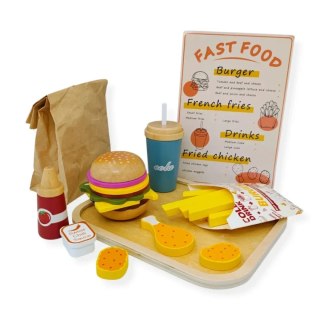 Drewniany zestaw fast food burger z akcesoriami - Kabi 3+