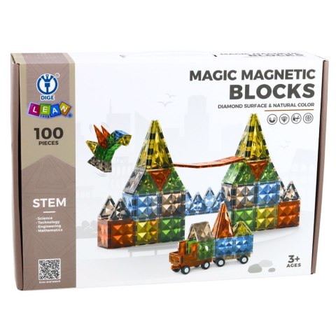 Klocki Magnetyczne Konstrukcyjne Kreatywne Figury Pojazd 3D 100 el.