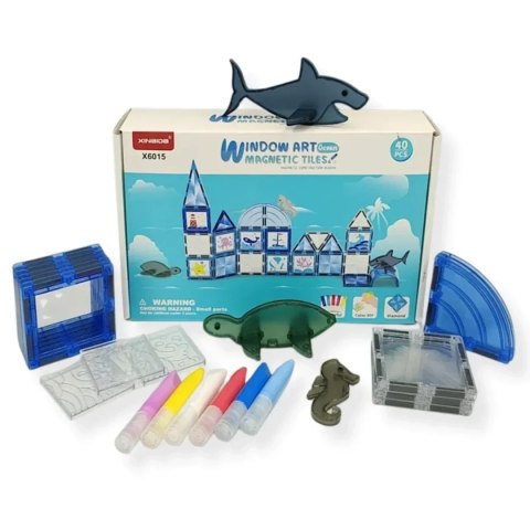 Klocki magnetyczne Ocean przezroczyste 40 el. - X-Bida 3+