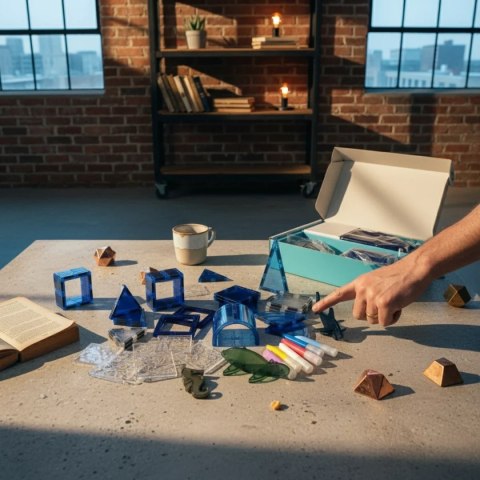 Klocki magnetyczne Ocean przezroczyste 40 el. - X-Bida 3+