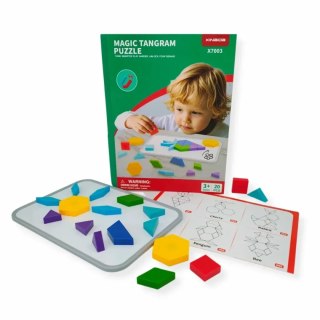Klocki magnetyczne Tangram 20 el. układanka - z tablicą 3+