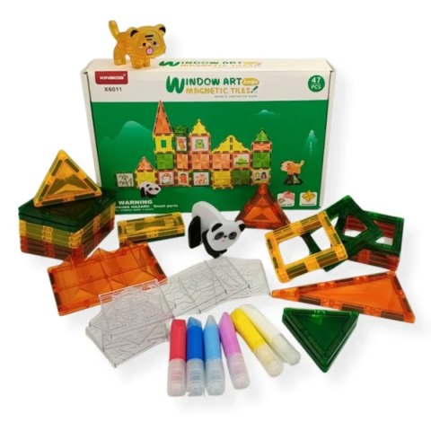 Klocki magnetyczne dla dzieci Window Art Dżungla 47 el. - X-Bida 3+