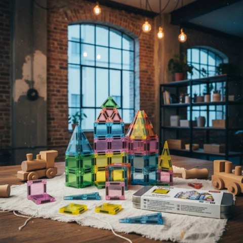 Klocki magnetyczne dla dzieci mini 42 el. - Magnetic Mini Tiles 3+