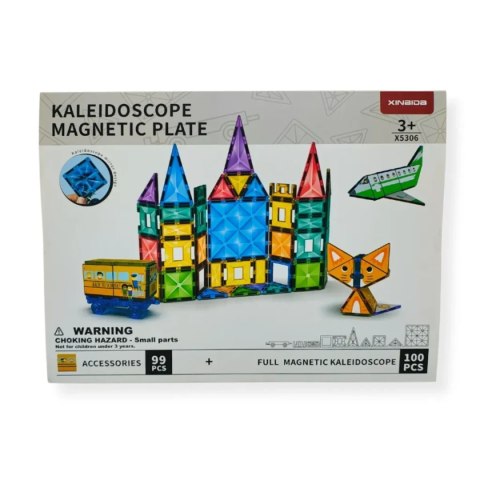 Klocki magnetyczne kalejdoskop 199 el. transparentne - X-Bida 3+