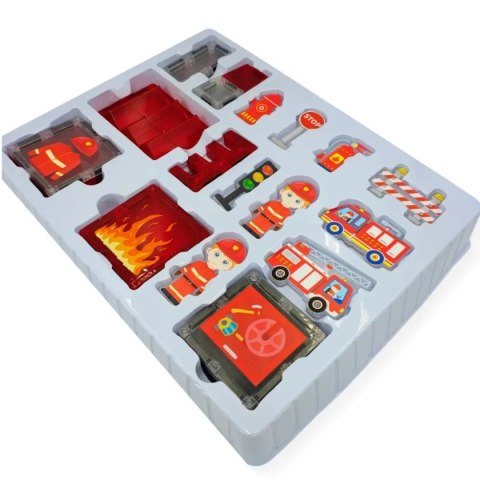 Klocki magnetyczne straż pożarna 48 el. - Magnetic Tiles 3+