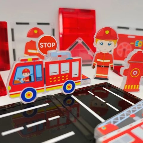 Klocki magnetyczne straż pożarna 48 el. - Magnetic Tiles 3+