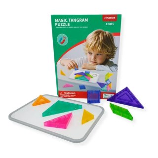 Klocki magnetyczne tangram 7 el. z tablicą - 3+