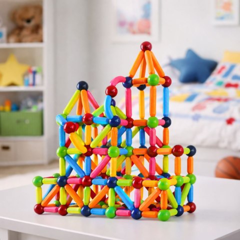 Zestaw Klocki Magnetyczne Konstrukcyjne Sticks Kreatywne Kolorowe 166 el.