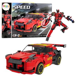 Klocki Konstrukcyjne Robot Auto 2w1 GT3 Czerwony 335 el.