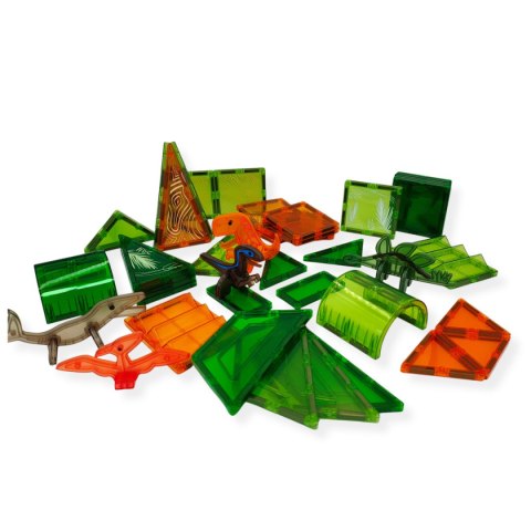Klocki magnetyczne dinozaury 62 elementy transparentne - 3+