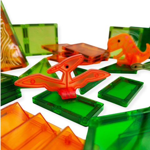 Klocki magnetyczne dinozaury 62 elementy transparentne - 3+