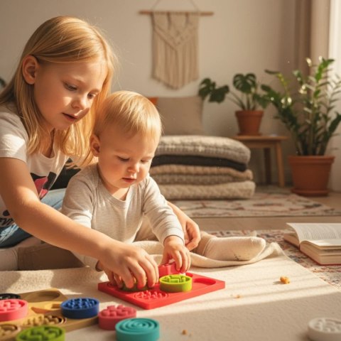 Sensoryczna tęcza - zestaw puzzli sensorycznych - dotyk, kształt - 45 el. 1+